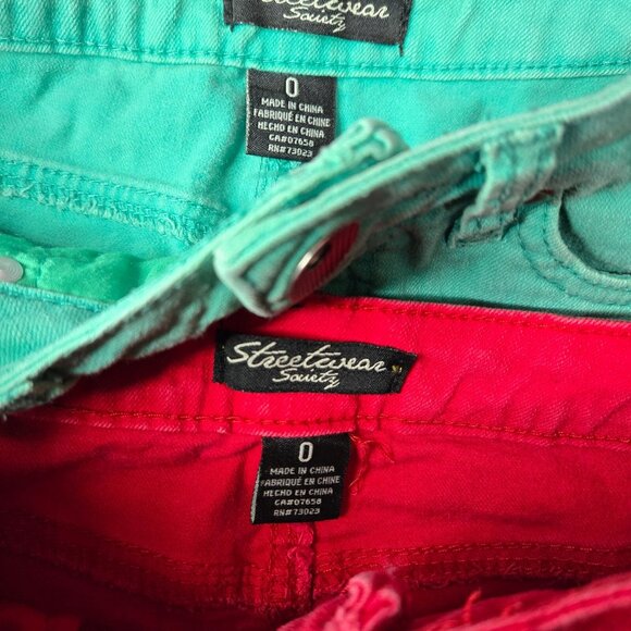 Y2K Low Rise Micro Mini Skirts Size 0 Lot Of 2 Colored Denim Scene Mcbling Gyaru - Picture 7 of 8